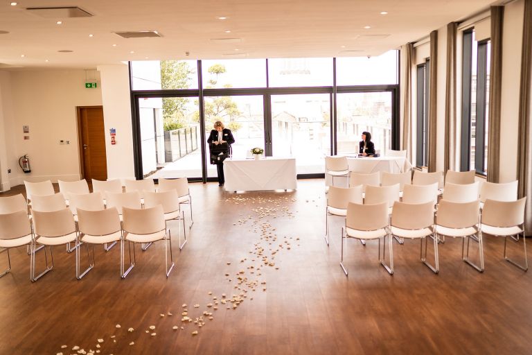 Empty wedding ceremony room