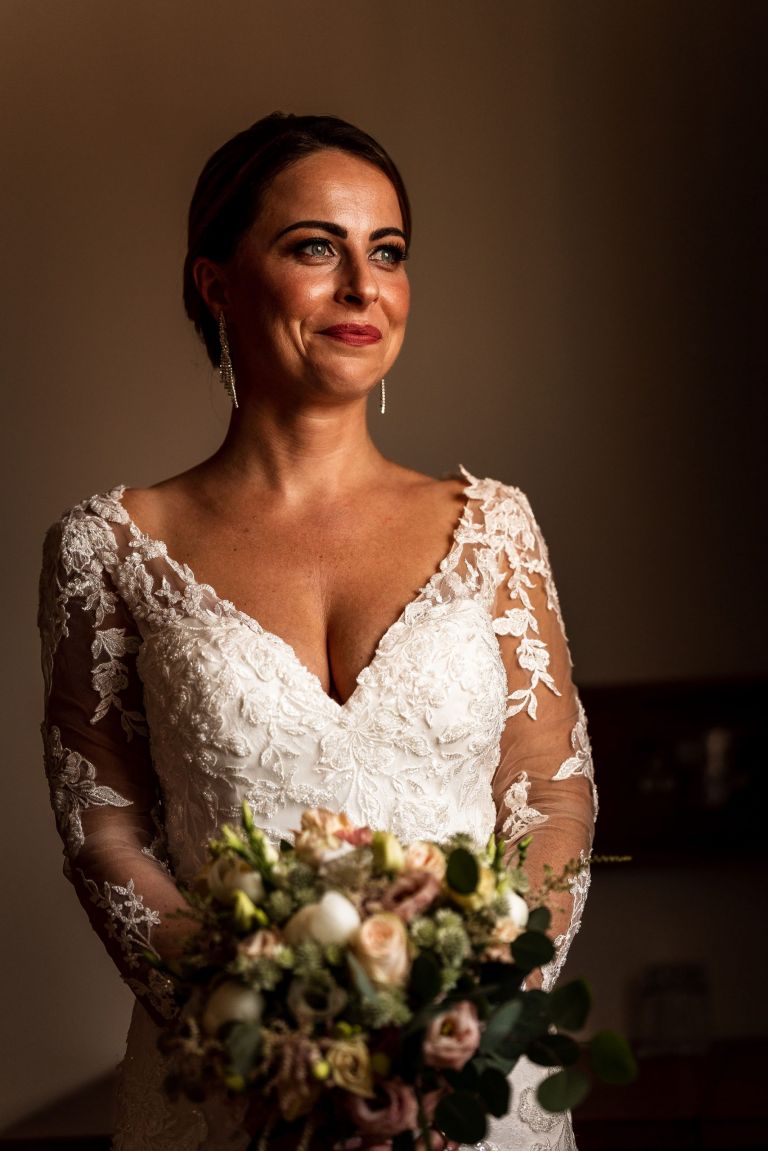 Portrait of bride with flowers