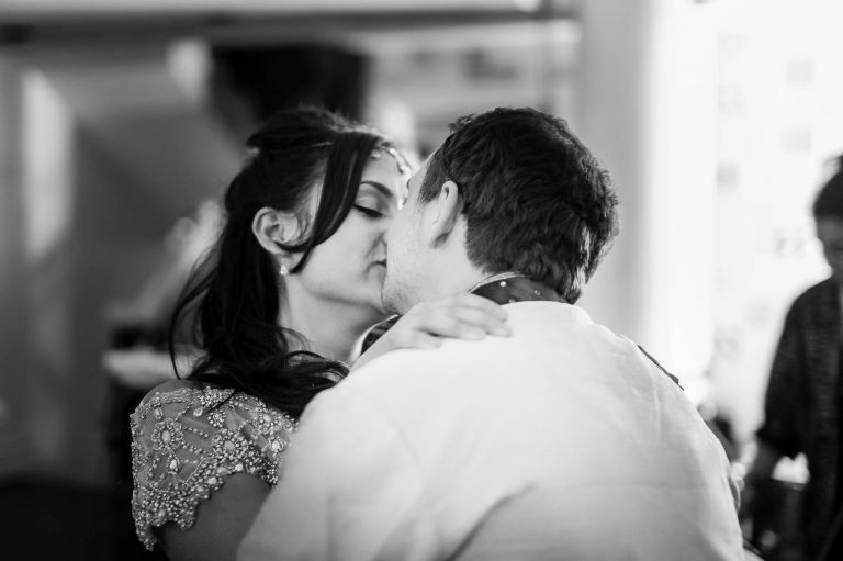 Bride and Groom kiss during the first dance