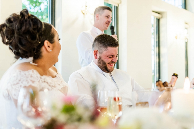 groom is embarrassed by best man's speech
