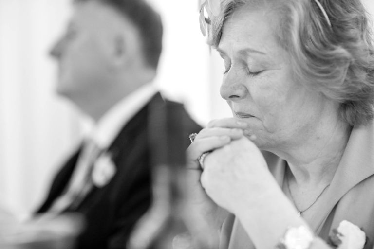 Mother of the groom becomes emotional during grooms speech