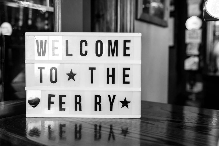 Feryy pub welcome sign
