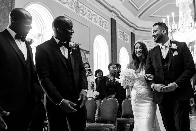 A Liverpool Groom sees his bride walking up the aisle